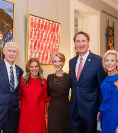 The Governor and First Lady in front of the new VA250 art.