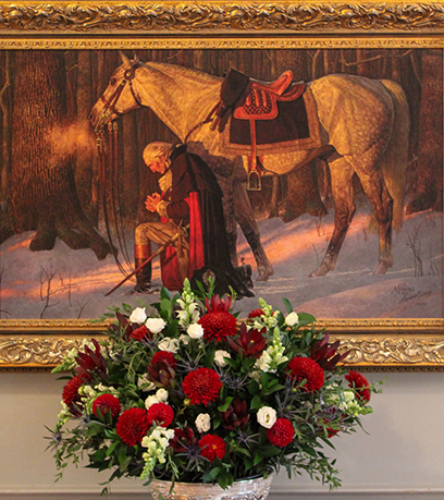 George Washington nakaluhod habang nagdarasal