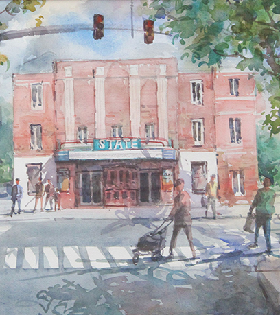 isang watercolor painting ng state theater.